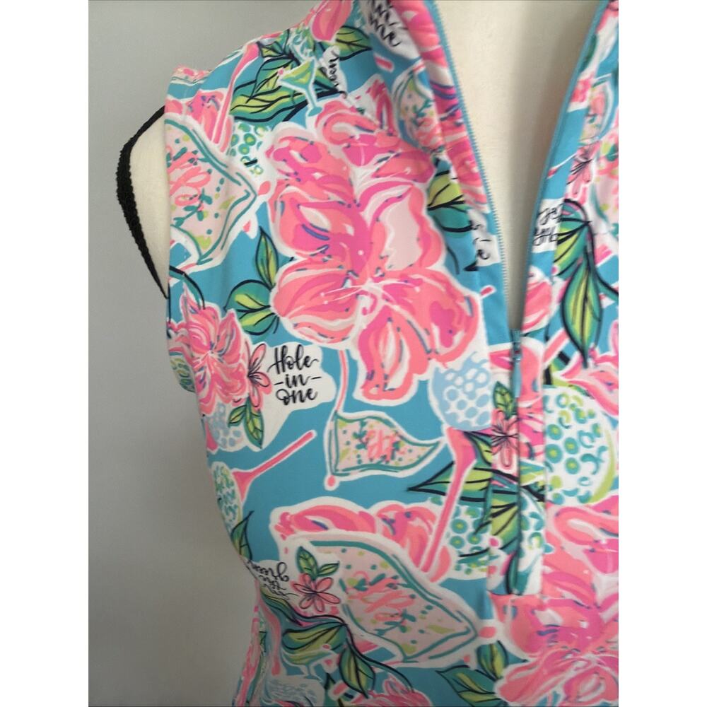 Lulu B 1/4 Zip Top Size Small Multi Topical "Hole in One" "19th Hole" Golf, Sm - Picture 2 of 8